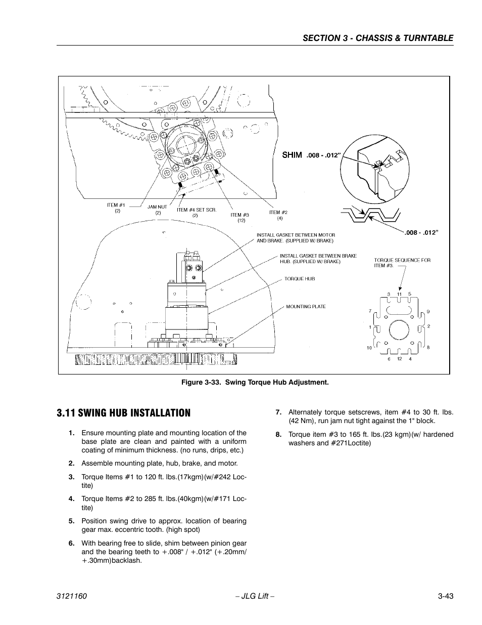 11 swing hub installation, Swing hub installation -43, Swing torque hub adjustment -43 | JLG 740AJ Service Manual User Manual | Page 95 / 408