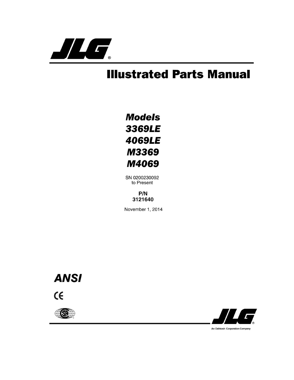 JLG M4069 Parts Manual User Manual | 364 pages