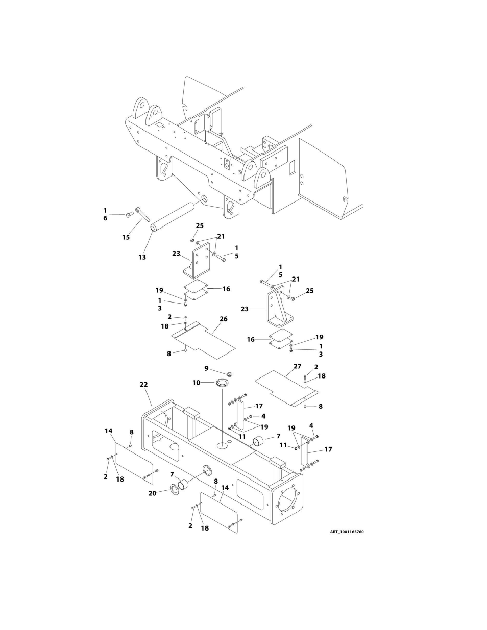 Figure 1-1. rear axle installation - fixed | JLG M4069 Parts Manual User Manual | Page 12 / 364