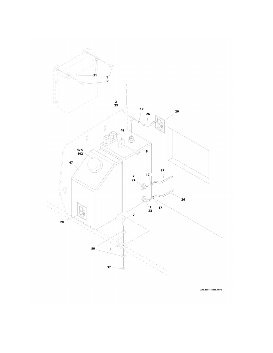Figure 2-25. tank installation - m3369/m4069 | JLG M4069 Parts Manual User Manual | Page 136 / 364