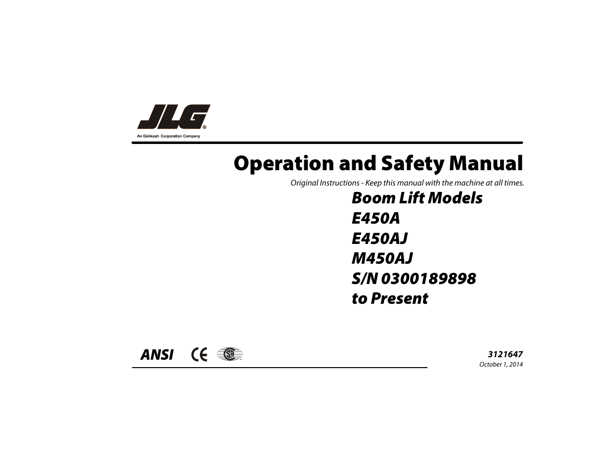 JLG M450 Operator Manual User Manual | 106 pages