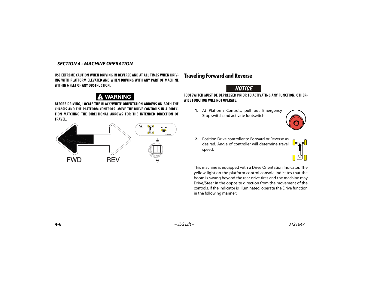 Traveling forward and reverse, Traveling forward and reverse -6 | JLG M450 Operator Manual User Manual | Page 56 / 106