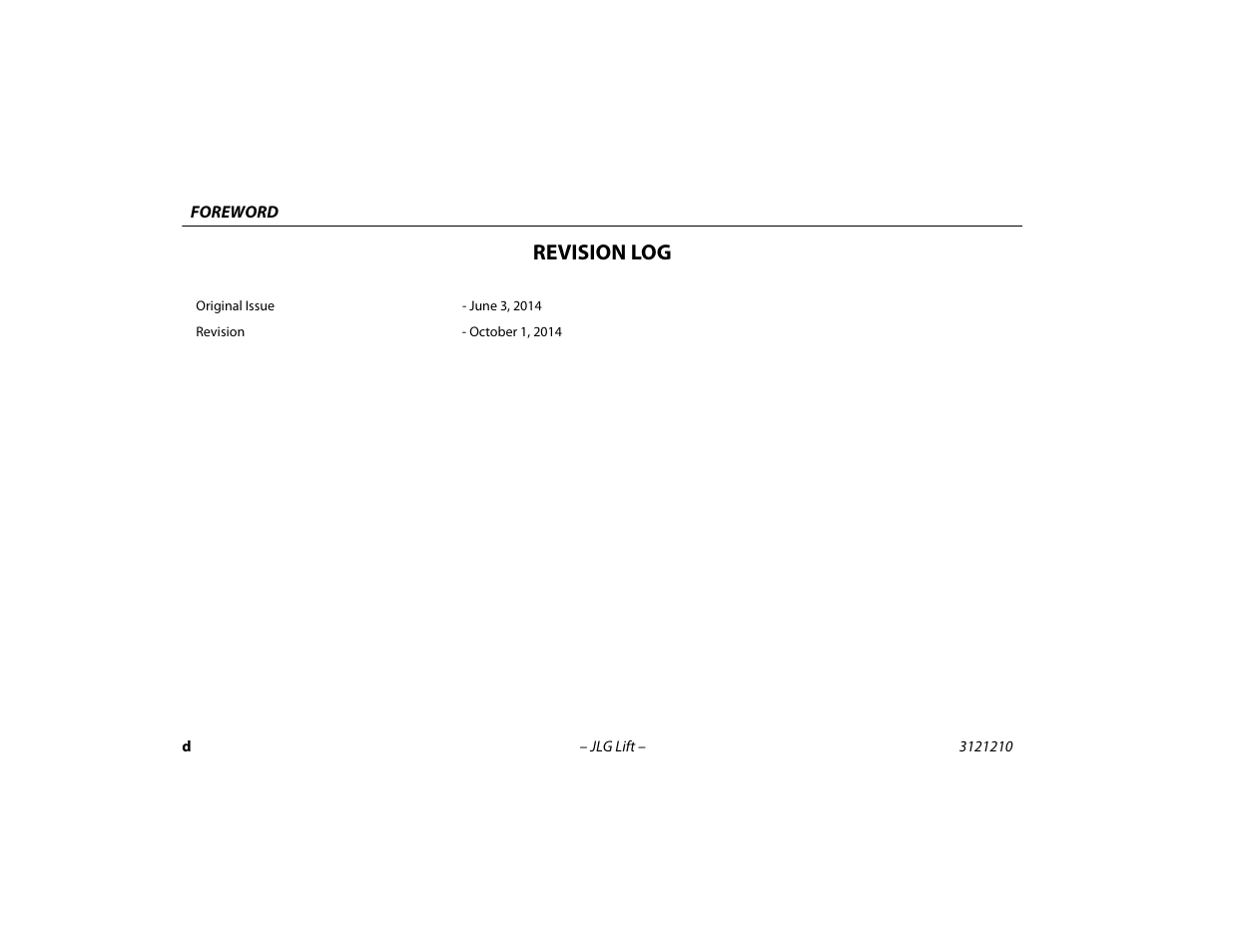 Revision log | JLG M450 Operator Manual User Manual | Page 6 / 106