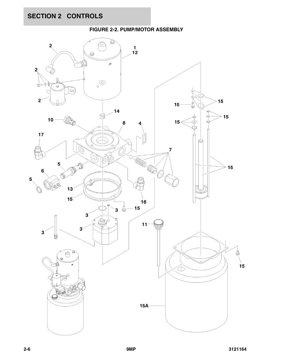 Figure 2-2. pump/motor assembly | JLG 9MP Parts Manual User Manual | Page 18 / 64
