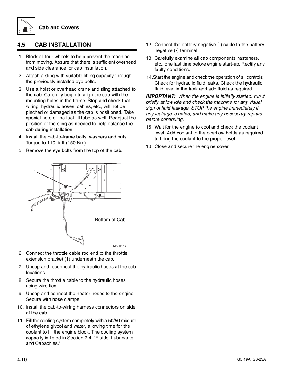 5 cab installation, Cab installation | JLG G6-23A Service Manual User Manual | Page 42 / 122