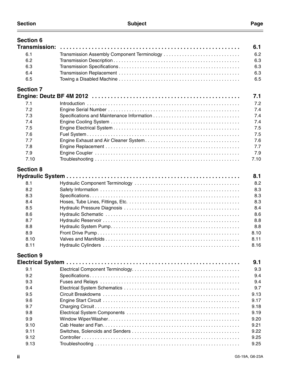 JLG G6-23A Service Manual User Manual | Page 6 / 122
