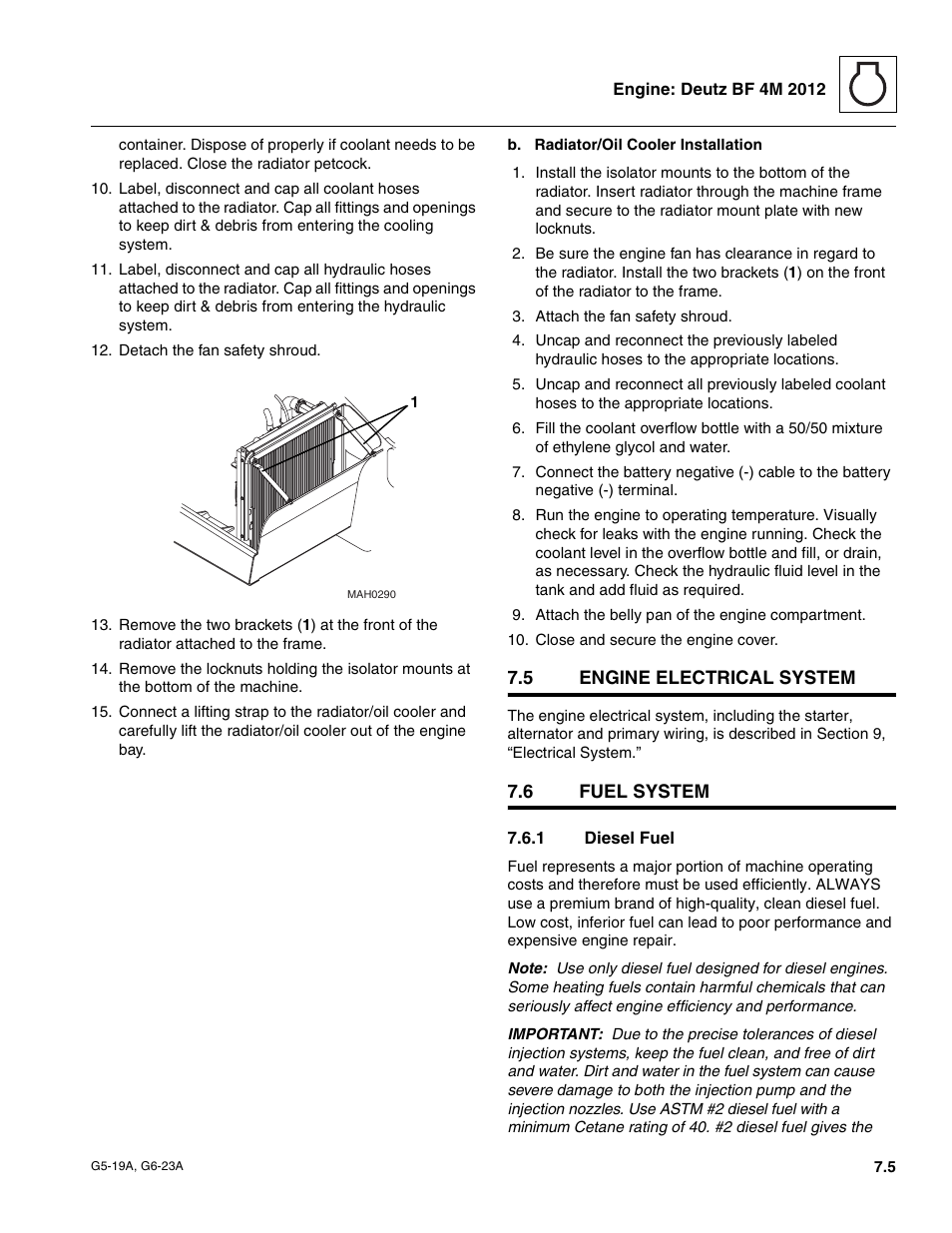 5 engine electrical system, 6 fuel system, 1 diesel fuel | Engine electrical system, Fuel system, Diesel fuel | JLG G6-23A Service Manual User Manual | Page 65 / 122