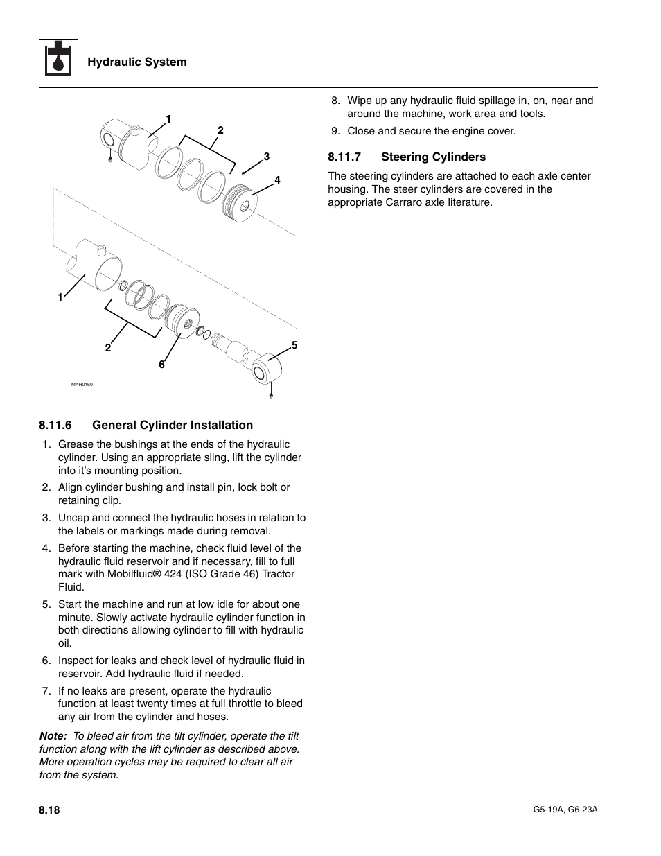 6 general cylinder installation, 7 steering cylinders, General cylinder installation | Steering cylinders | JLG G6-23A Service Manual User Manual | Page 88 / 122