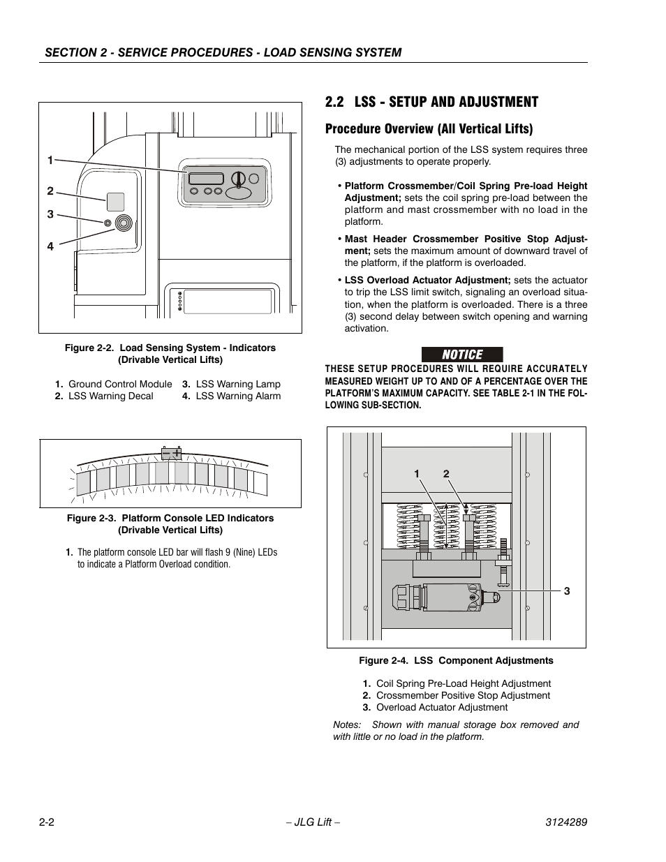 2 lss - setup and adjustment, Procedure overview (all vertical lifts), 2 lss - setup and adjustment -2 | Procedure overview (all vertical lifts) -2 | JLG LSS Verticals Operator Manual User Manual | Page 10 / 28