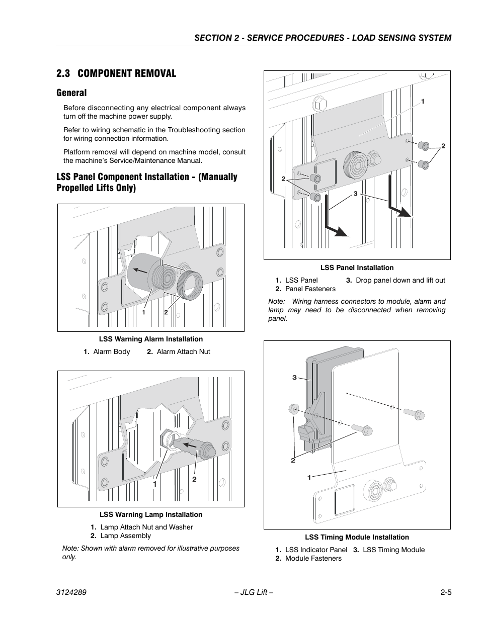 3 component removal, General, 3 component removal -5 | JLG LSS Verticals Operator Manual User Manual | Page 13 / 28