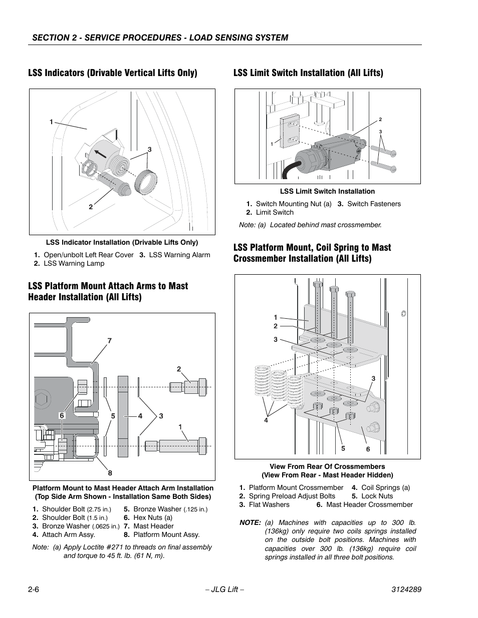 Lss indicators (drivable vertical lifts only), Lss limit switch installation (all lifts) | JLG LSS Verticals Operator Manual User Manual | Page 14 / 28