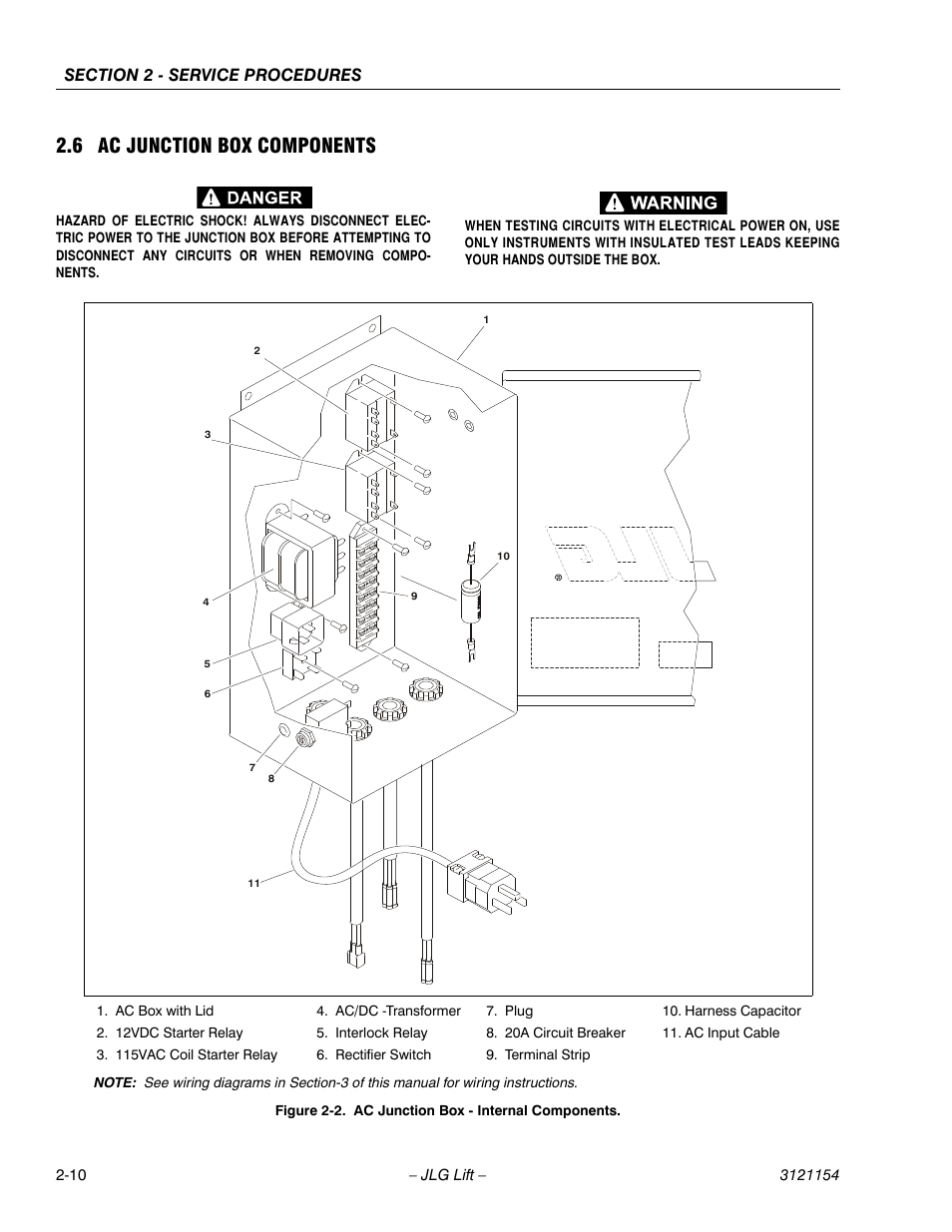 6 ac junction box components, 6 ac junction box components -10, Ac junction box - internal components -10 | JLG 19BD Service Manual User Manual | Page 32 / 86