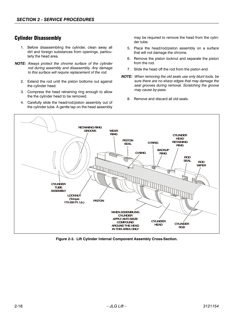 Cylinder disassembly, Cylinder disassembly -18 | JLG 19BD Service Manual User Manual | Page 40 / 86