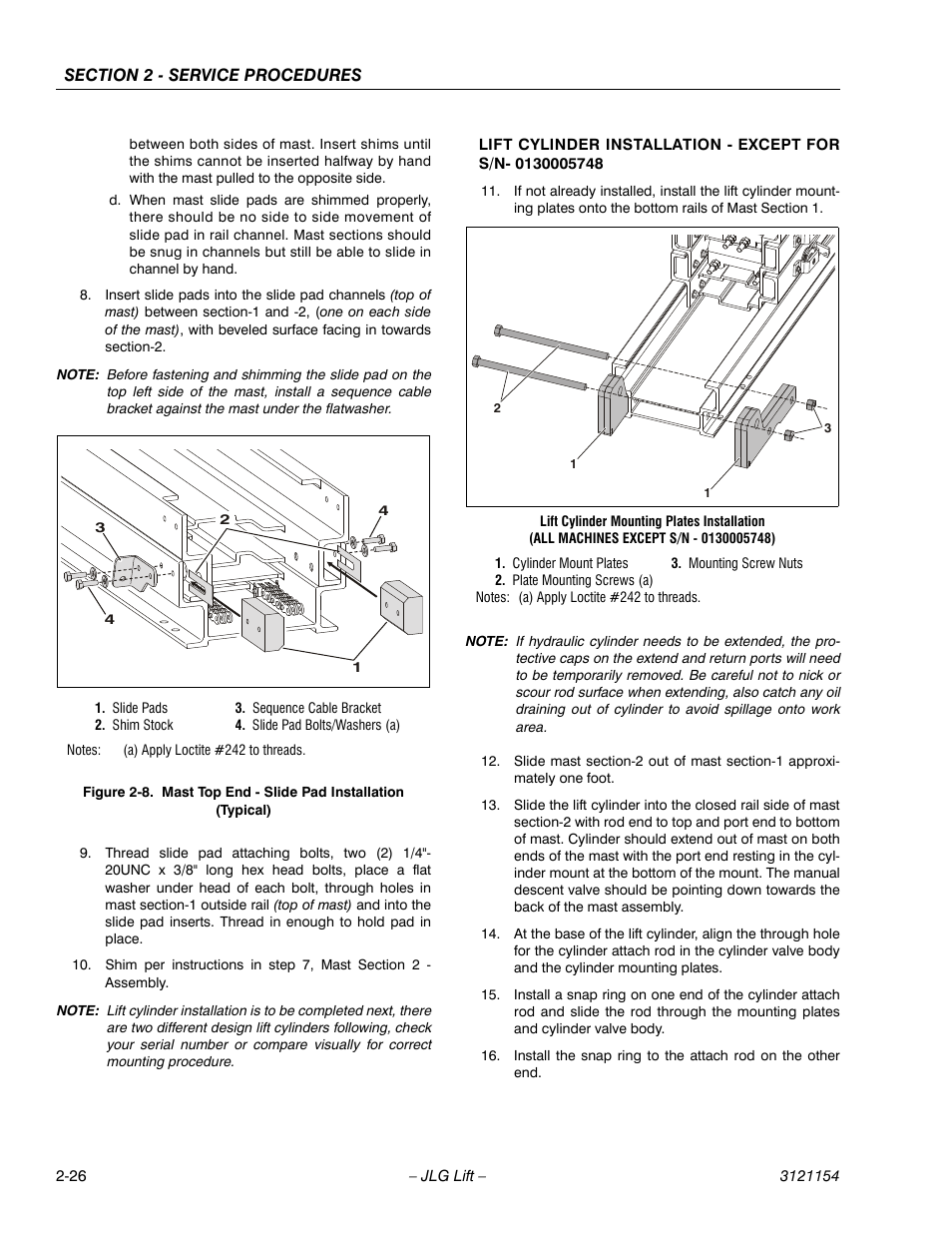 Mast top end - slide pad installation -26 | JLG 19BD Service Manual User Manual | Page 48 / 86