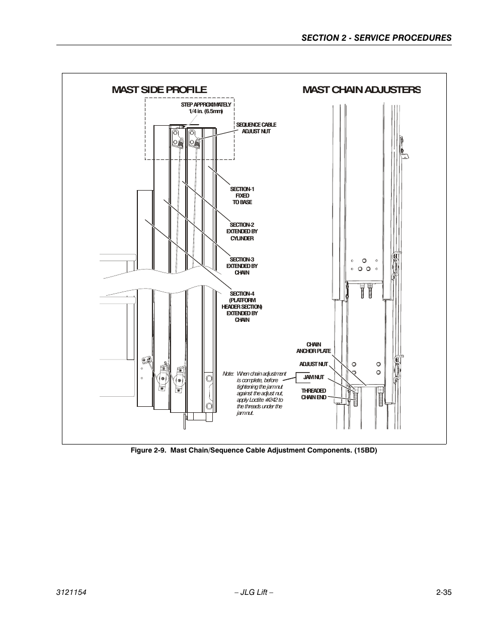 Mast side profile mast chain adjusters | JLG 19BD Service Manual User Manual | Page 57 / 86