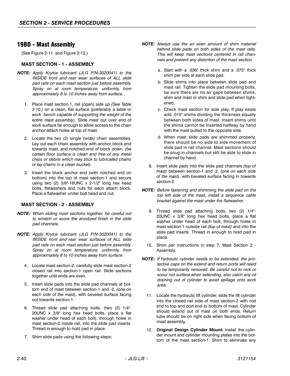 19bd - mast assembly, 19bd - mast assembly -40 | JLG 19BD Service Manual User Manual | Page 62 / 86