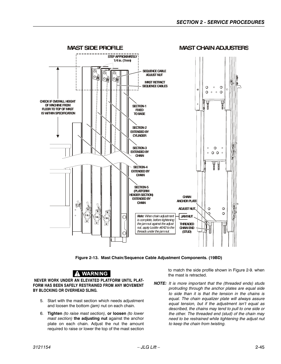 Mast side profile mast chain adjusters | JLG 19BD Service Manual User Manual | Page 67 / 86