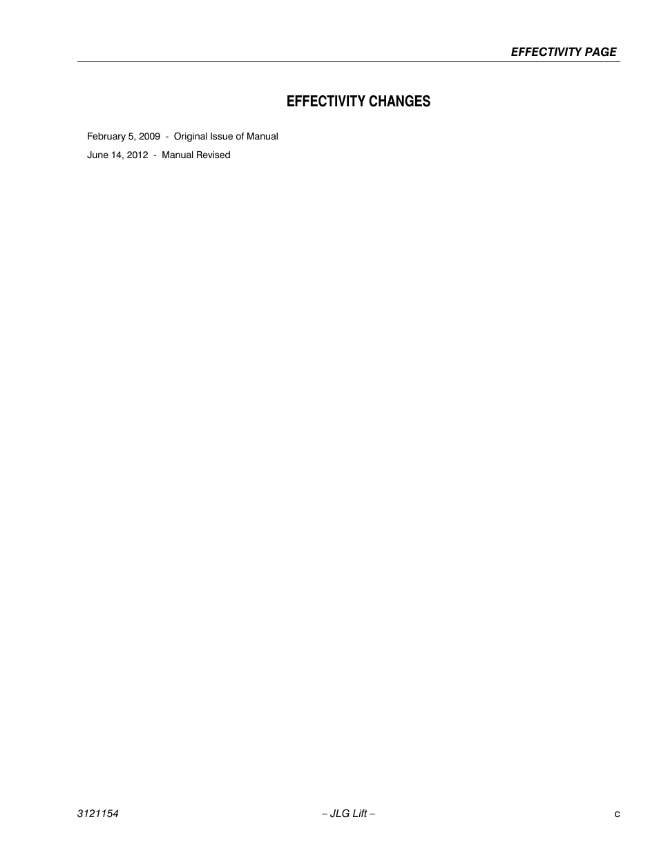 Effectivity changes | JLG 19BD Service Manual User Manual | Page 7 / 86