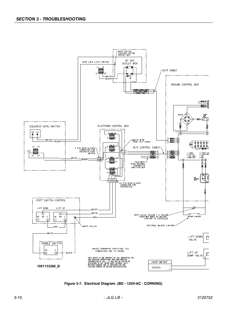Electrical diagram. (bd - 120v-ac - corning) -10 | JLG 19BD Service Manual User Manual | Page 80 / 86