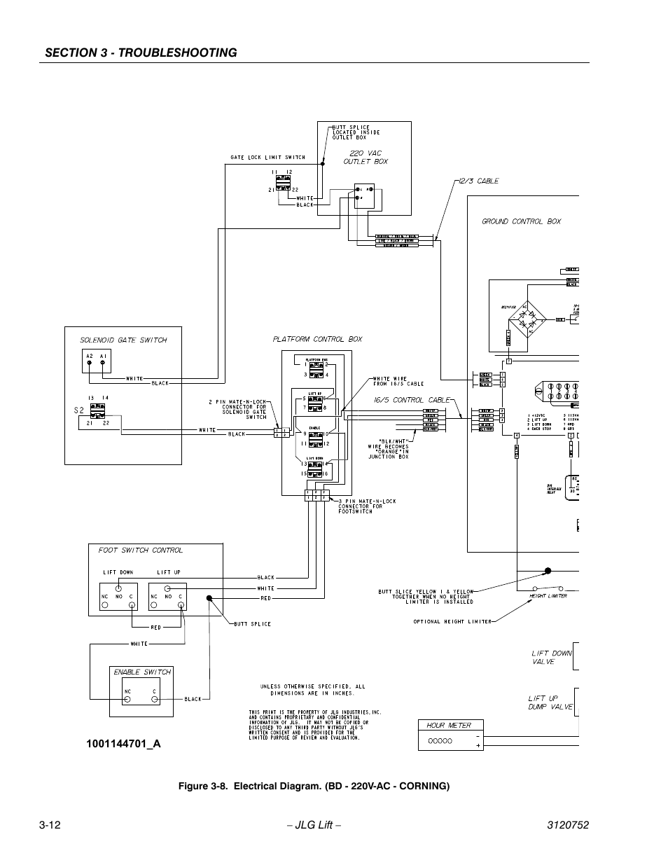 Electrical diagram. (bd - 220v-ac - corning) -12 | JLG 19BD Service Manual User Manual | Page 82 / 86