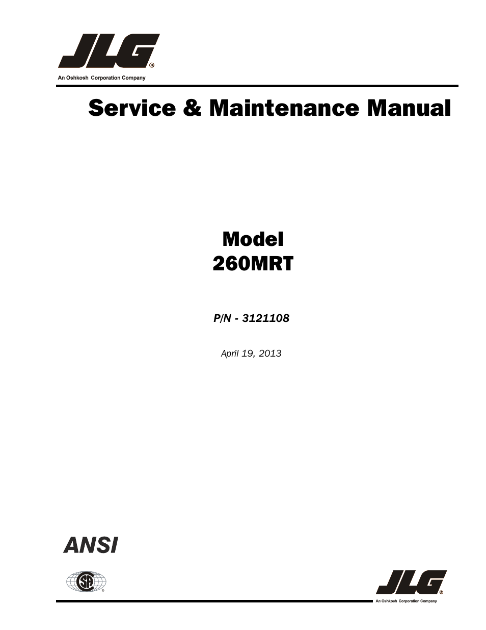 JLG 260MRT ANSI Service Manual User Manual | 106 pages