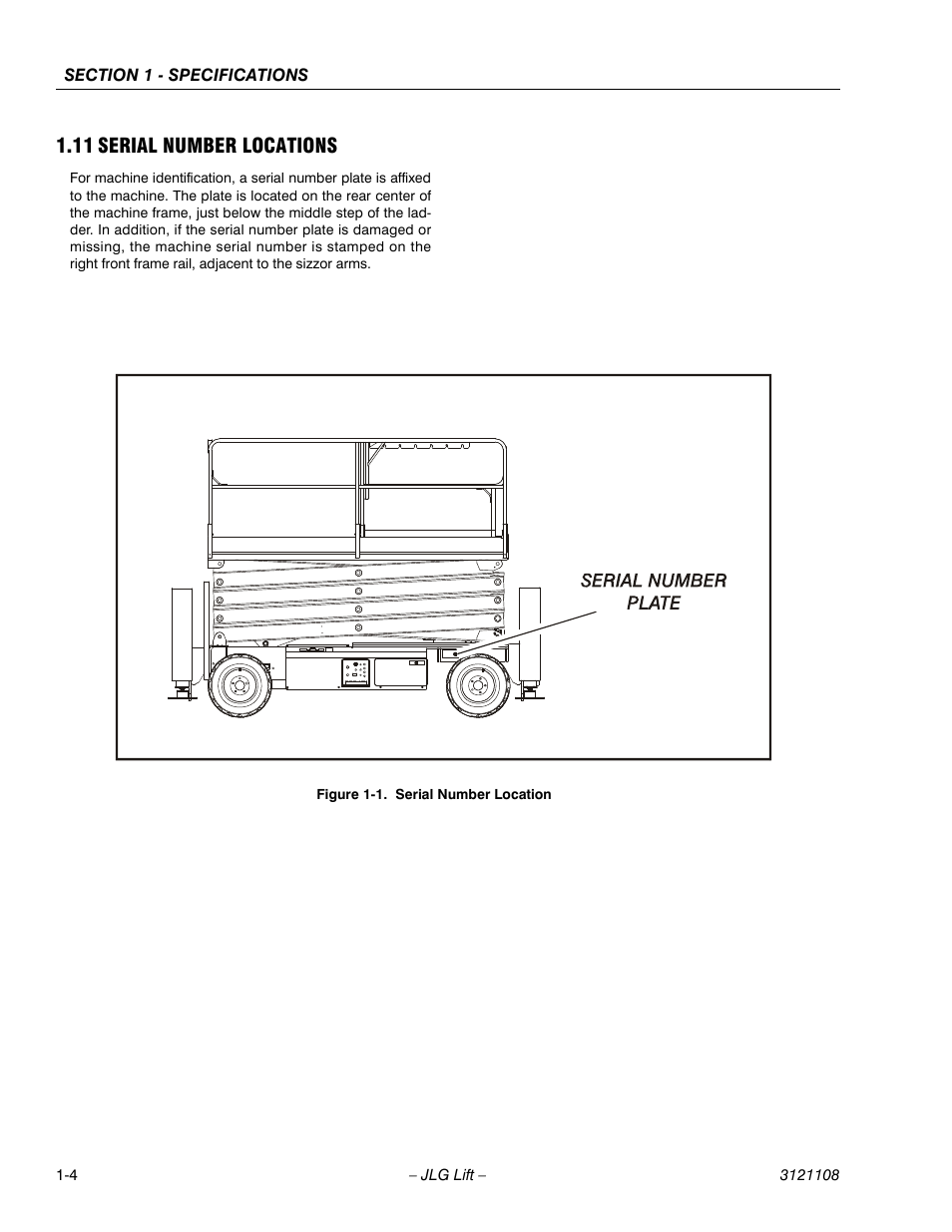 11 serial number locations, Serial number locations -4, Serial number location -4 | JLG 260MRT ANSI Service Manual User Manual | Page 12 / 106