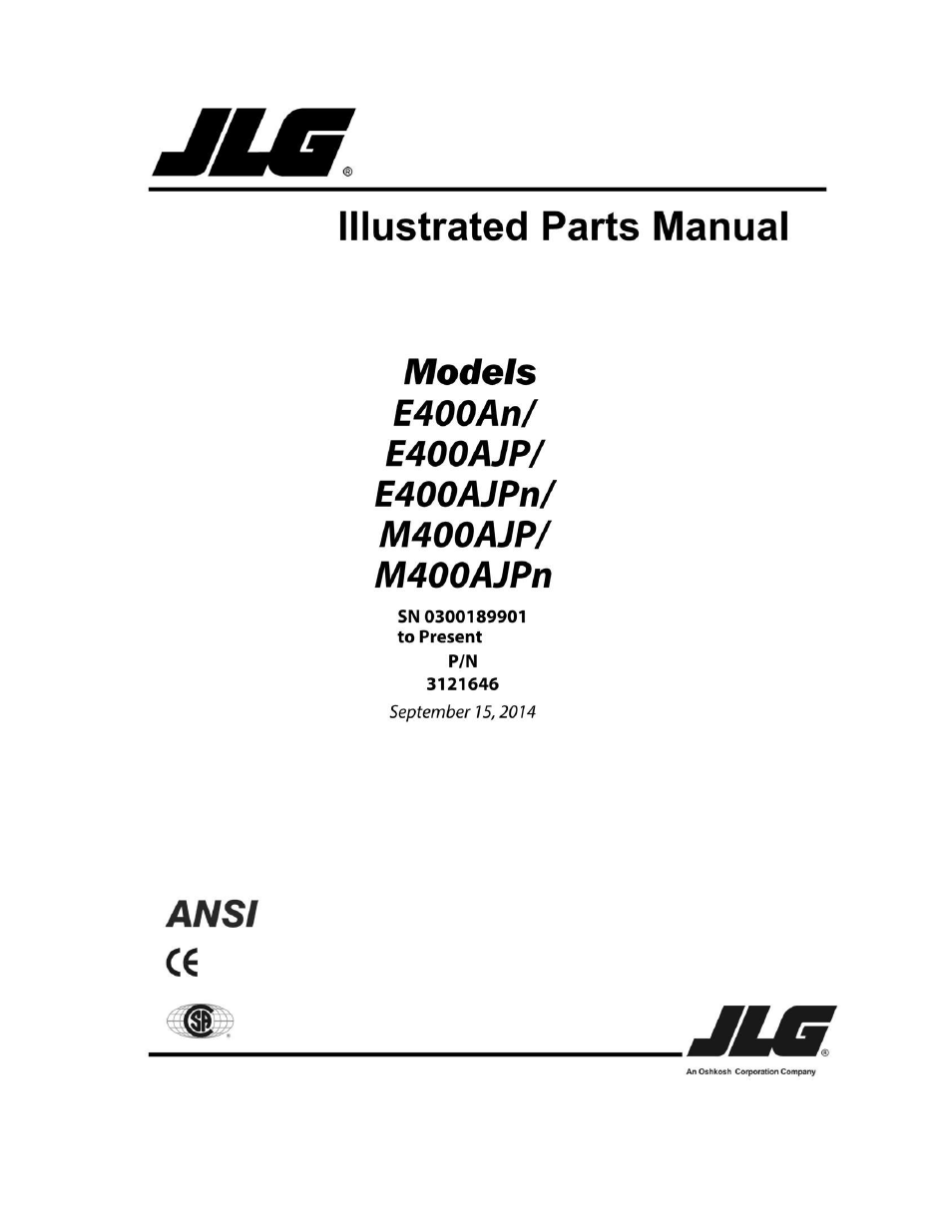 JLG M400 Parts Manual User Manual | 502 pages