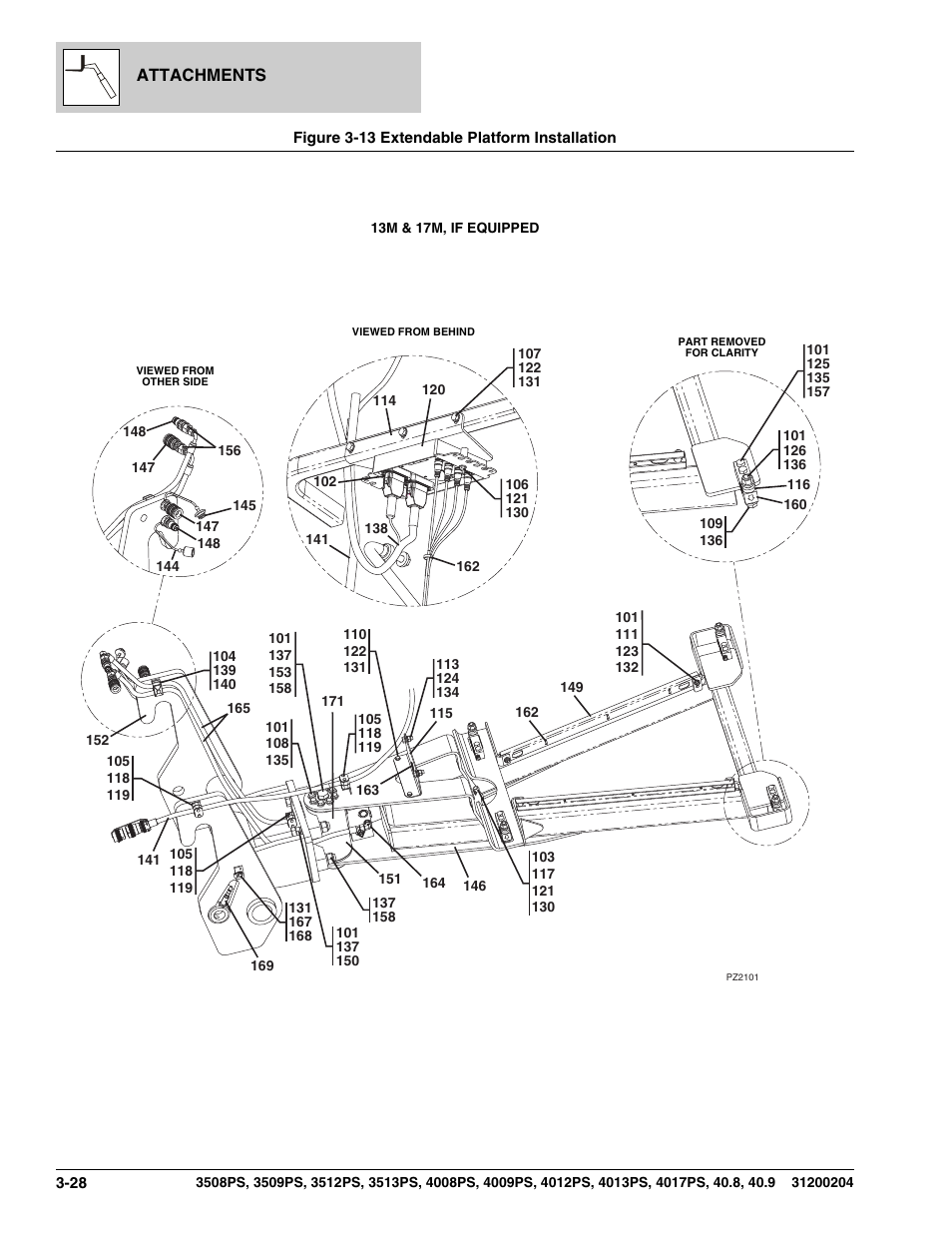 Figure 3-13 extendable platform installation, Extendable platform installation -28 | JLG 3508PS User Manual | Page 120 / 520