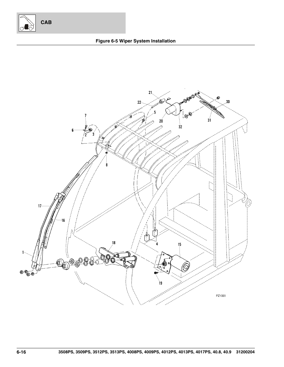 Figure 6-5 wiper system installation, Wiper system installation -16, Ssy, (see figure 6-5 for details) | Ve, (see figure 6-5 for details) | JLG 3508PS User Manual | Page 246 / 520