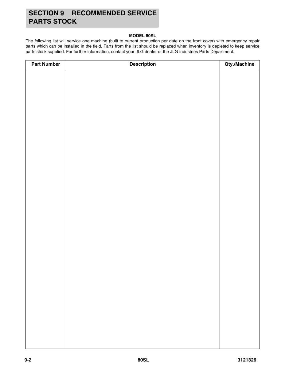 JLG 80SL Parts Manual User Manual | Page 134 / 144