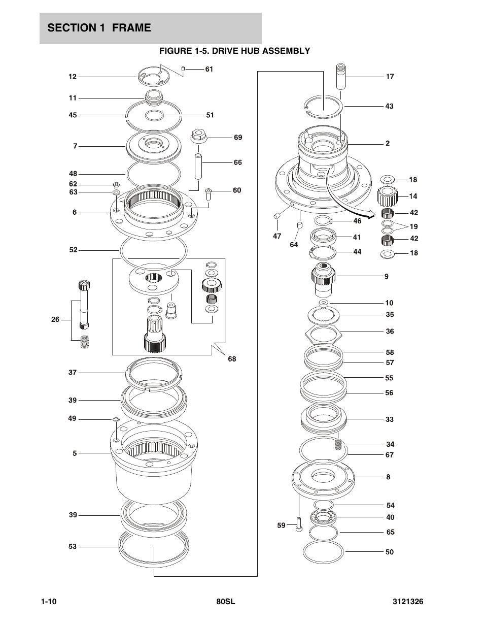 Figure 1-5. drive hub assembly | JLG 80SL Parts Manual User Manual | Page 16 / 144