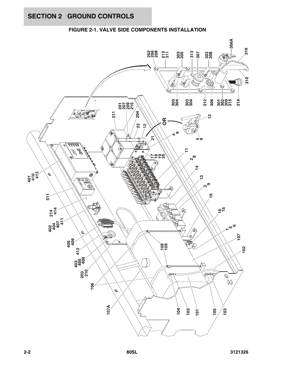 Figure 2-1. valve side components installation | JLG 80SL Parts Manual User Manual | Page 26 / 144