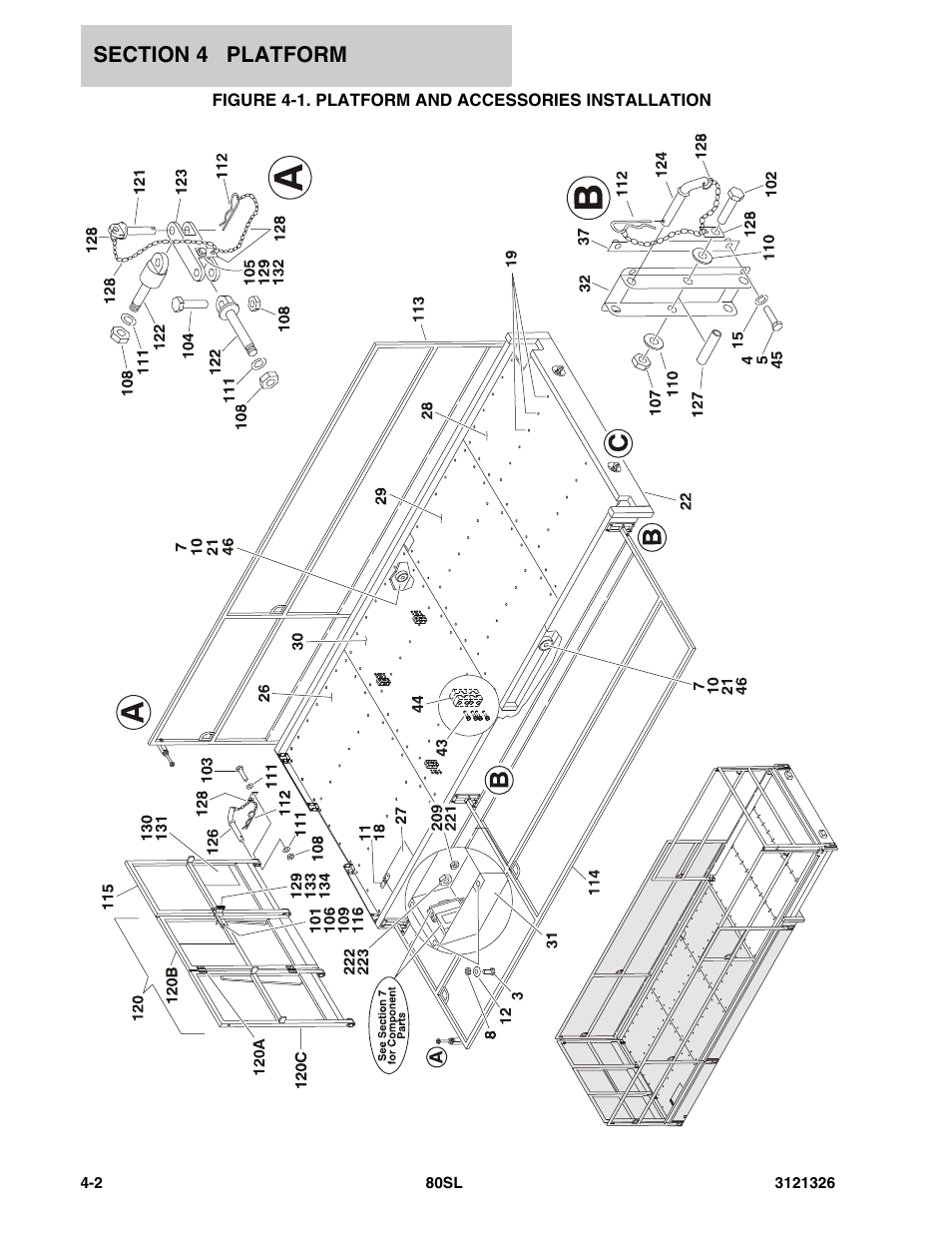 Figure 4-1. platform and accessories installation | JLG 80SL Parts Manual User Manual | Page 62 / 144
