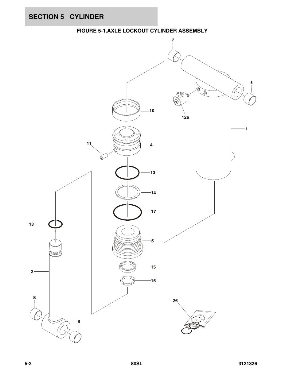 Figure 5-1. axle lockout cylinder assembly | JLG 80SL Parts Manual User Manual | Page 76 / 144