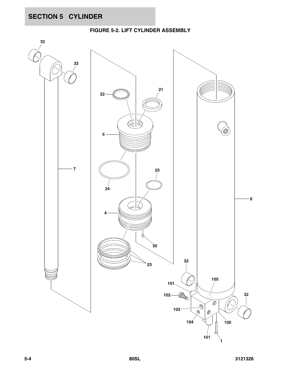 Figure 5-2. lift cylinder assembly | JLG 80SL Parts Manual User Manual | Page 78 / 144