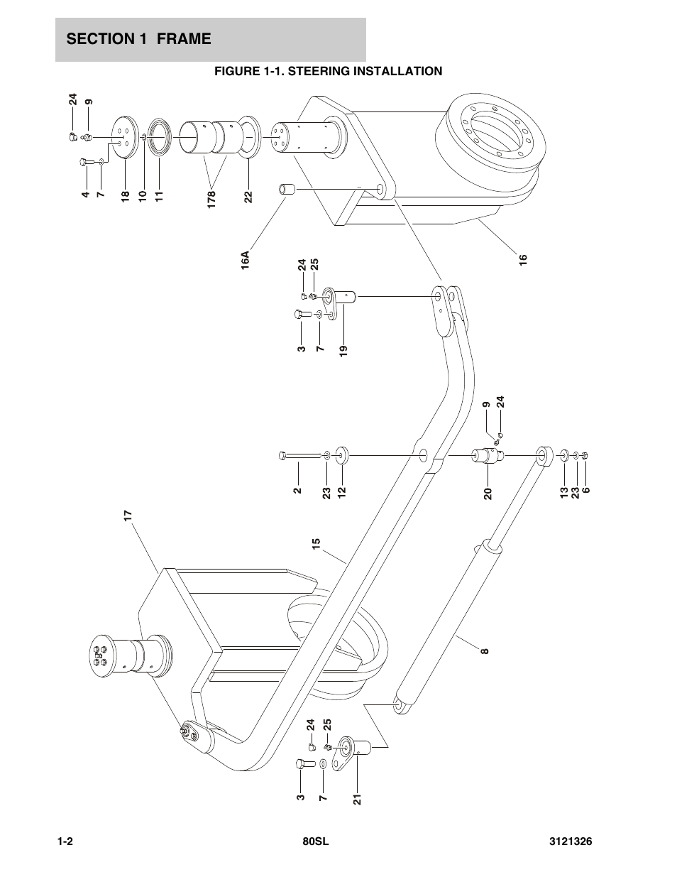 Figure 1-1. steering installation | JLG 80SL Parts Manual User Manual | Page 8 / 144