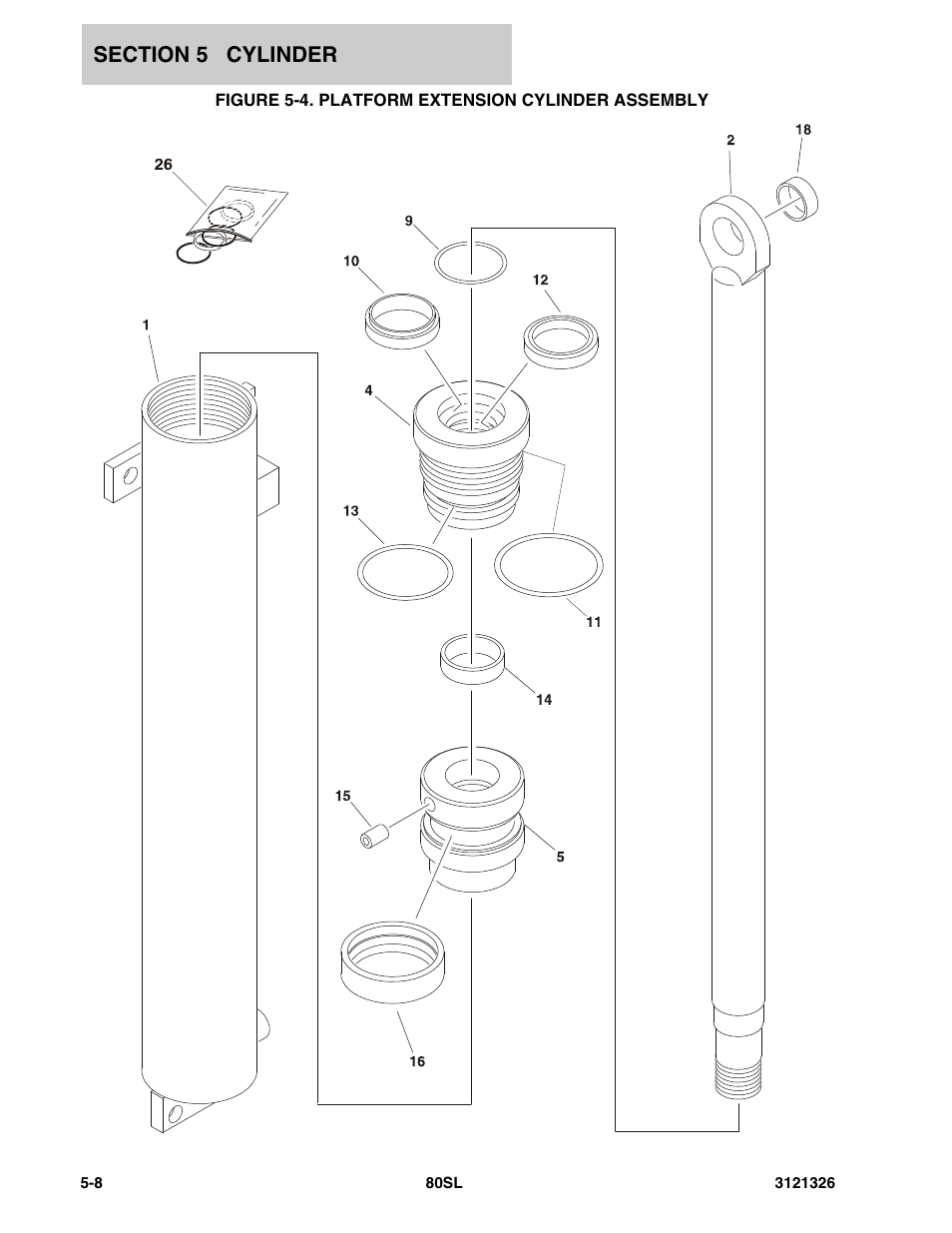 Figure 5-4. platform extension cylinder assembly | JLG 80SL Parts Manual User Manual | Page 82 / 144