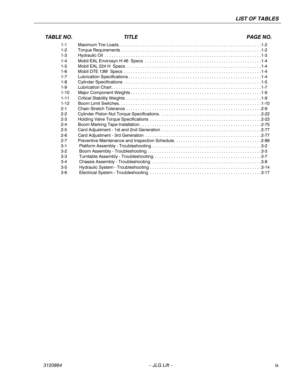 JLG 110HX Service Manual User Manual | Page 11 / 162