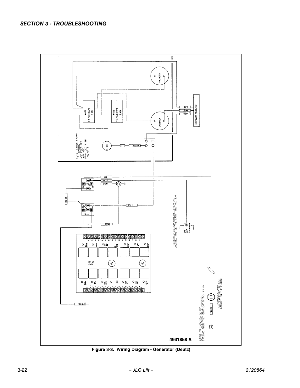 Wiring diagram - generator (deutz) -22 | JLG 110HX Service Manual User Manual | Page 138 / 162