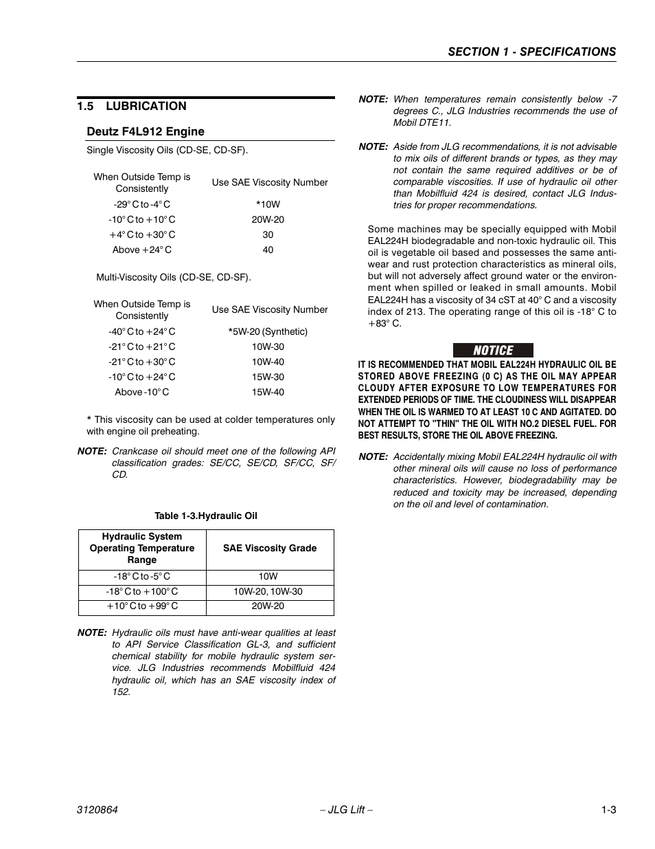 5 lubrication, Deutz f4l912 engine, Lubrication -3 | Deutz f4l912 engine -3, Hydraulic oil -3 | JLG 110HX Service Manual User Manual | Page 15 / 162