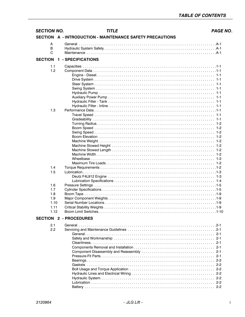 JLG 110HX Service Manual User Manual | Page 5 / 162