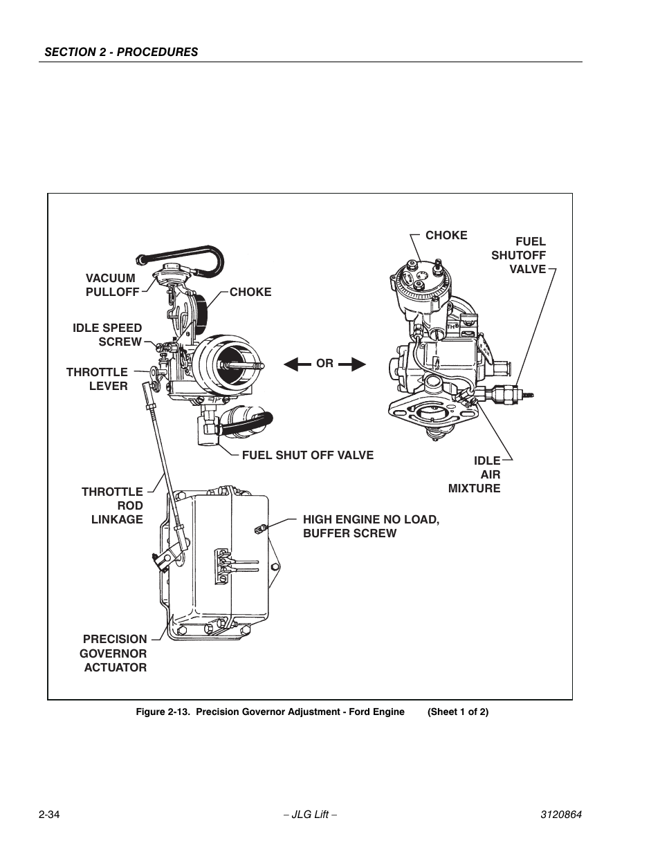 Precision governor adjustment - ford engine -34 | JLG 110HX Service Manual User Manual | Page 58 / 162