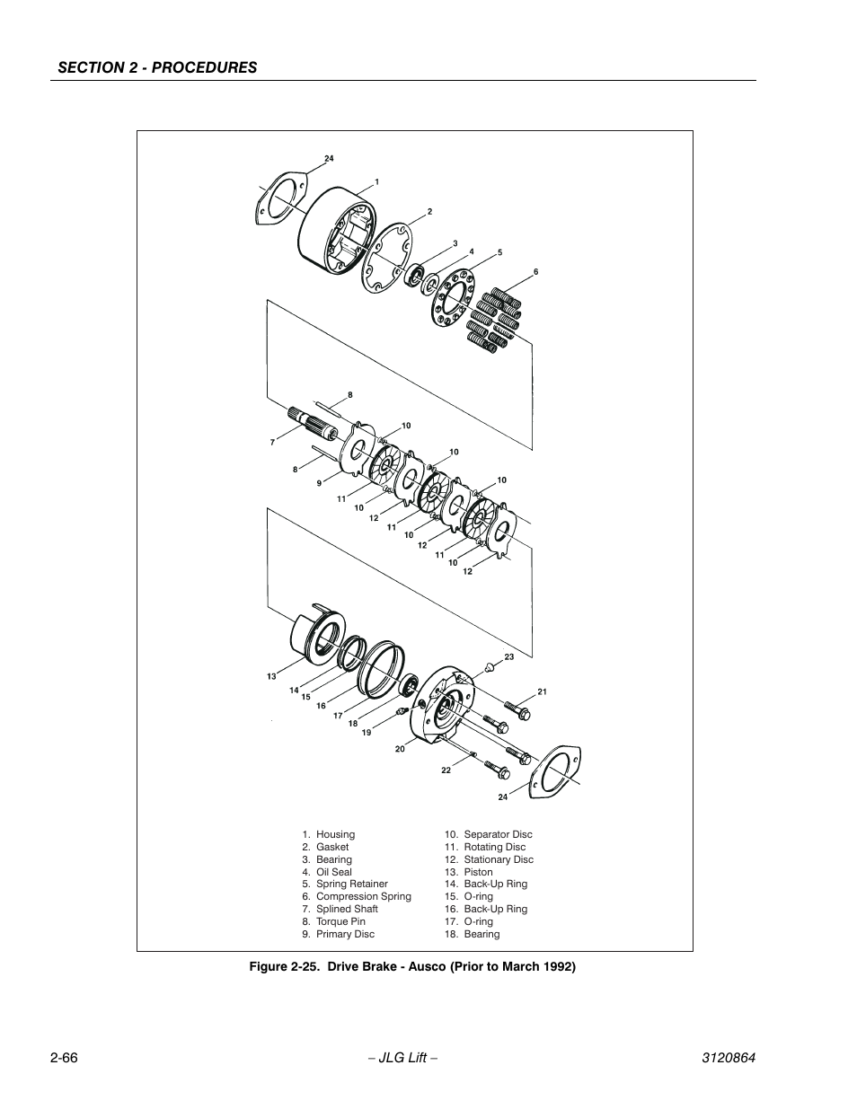 Drive brake - ausco (prior to march 1992) -66 | JLG 110HX Service Manual User Manual | Page 90 / 162