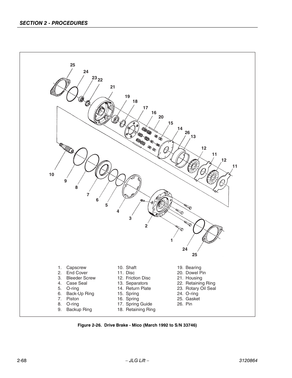 Drive brake - mico (march 1992 to s/n 33746) -68 | JLG 110HX Service Manual User Manual | Page 92 / 162