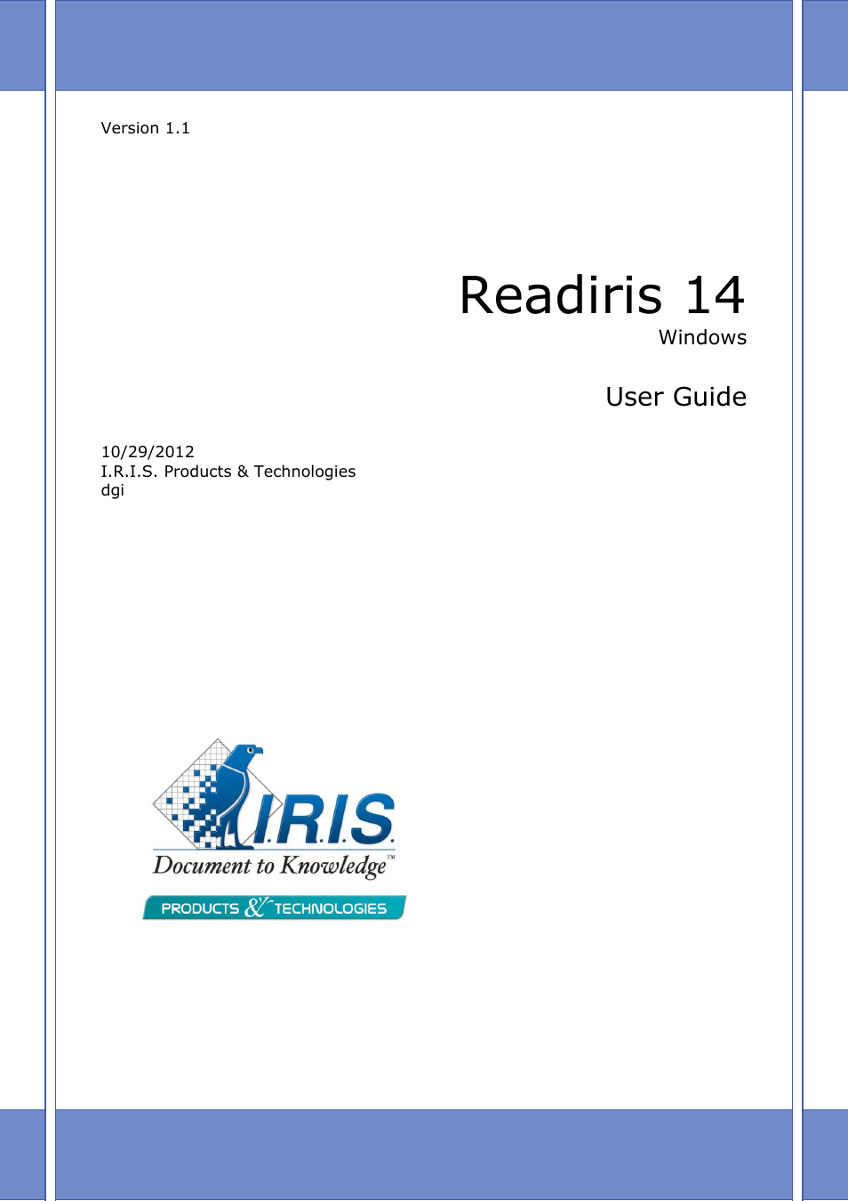 I.R.I.S. Readiris 14 for Windows User Guide User Manual | 157 pages