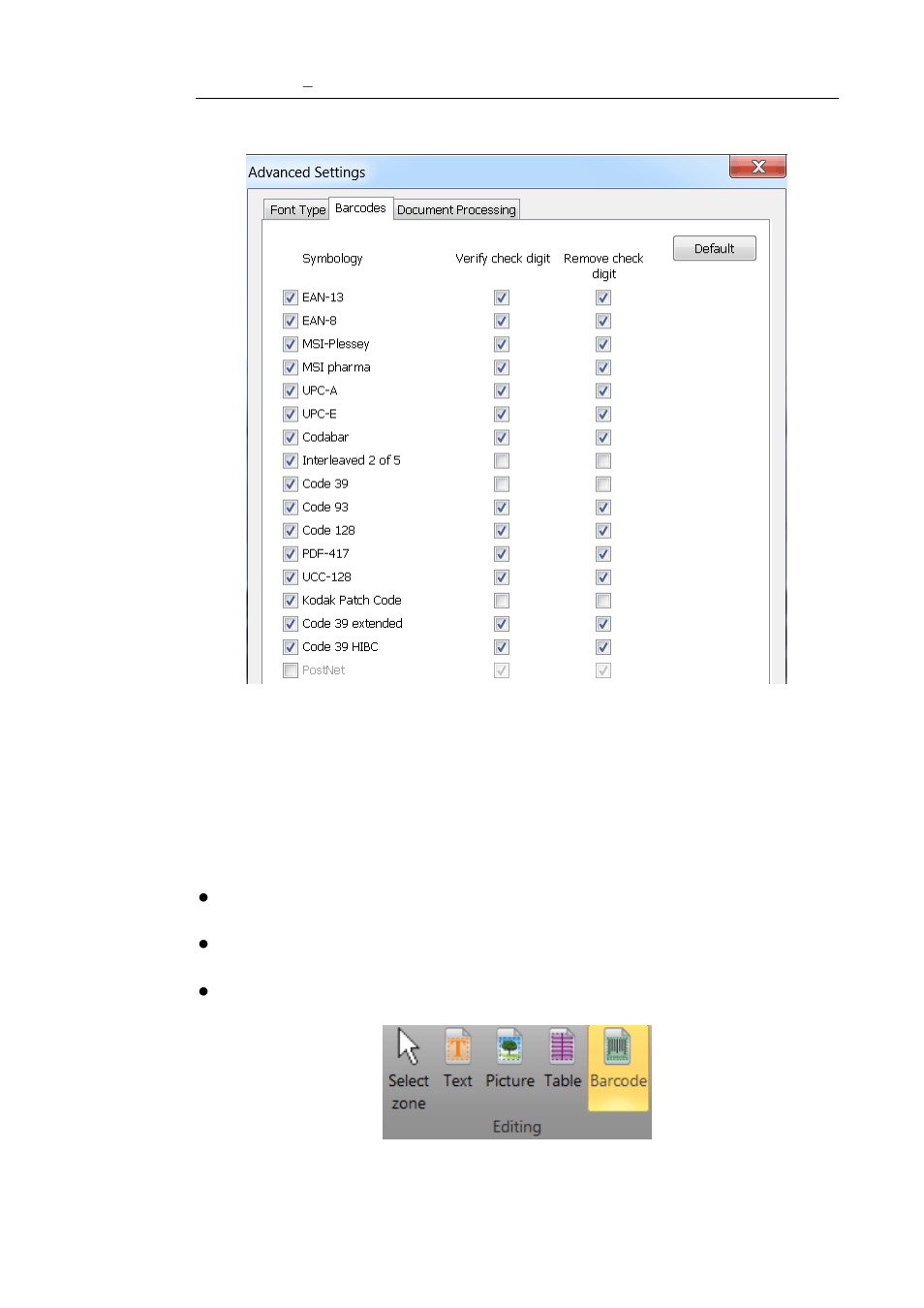 Recognizing barcodes manually | I.R.I.S. Readiris 14 for Windows User Guide User Manual | Page 144 / 157