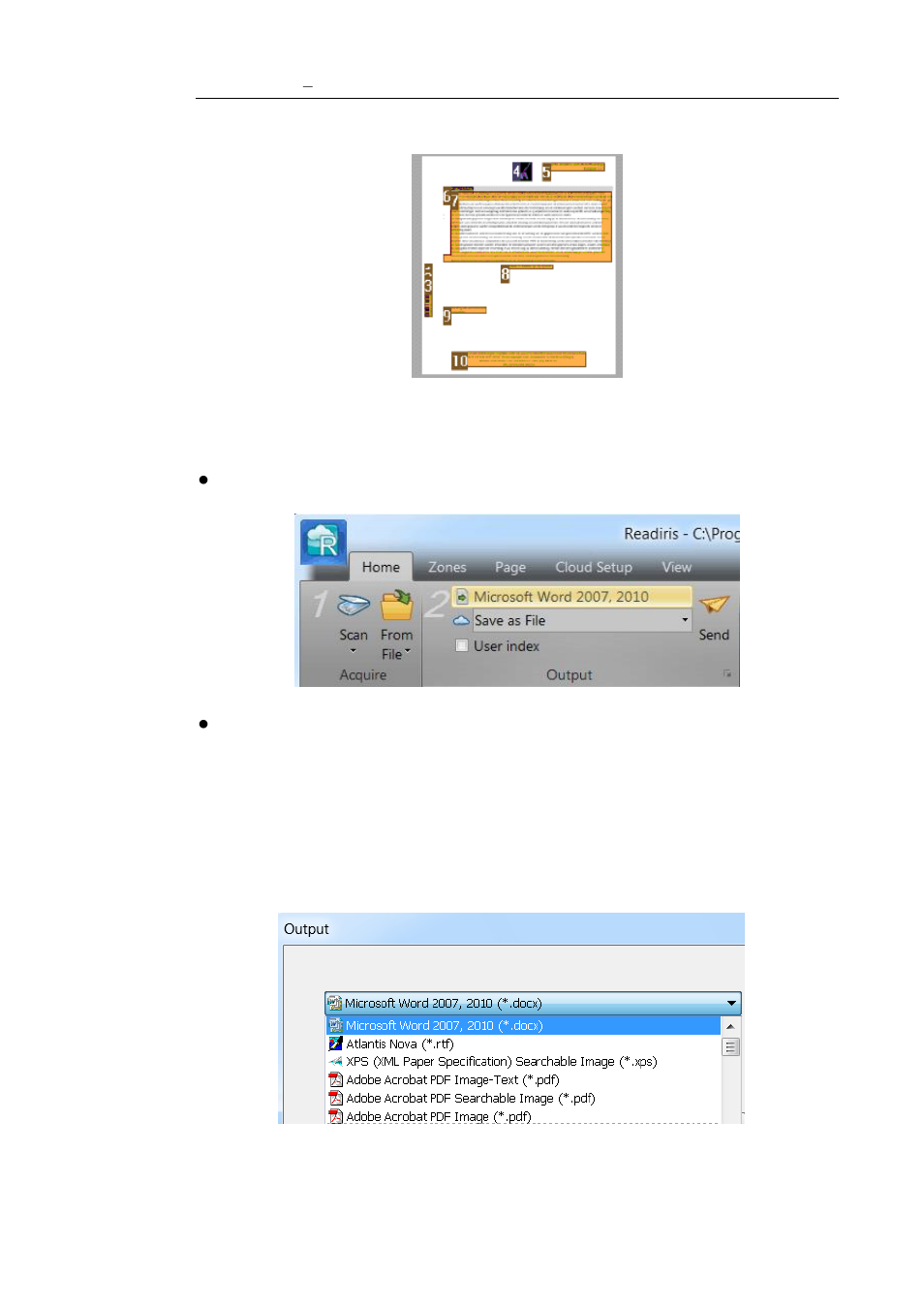 Step 2: select the output format and destination | I.R.I.S. Readiris 14 for Windows User Guide User Manual | Page 35 / 157