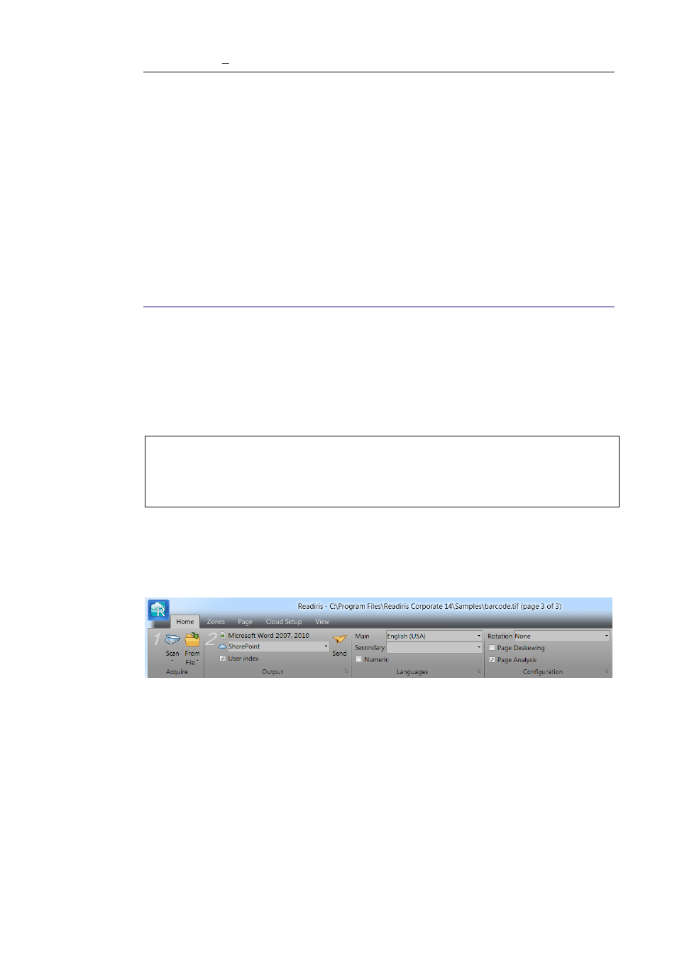 Section 5: selecting the recognition options, Recognition options, The main language | Ection, Electing the, Ecognition, Ptions | I.R.I.S. Readiris 14 for Windows User Guide User Manual | Page 48 / 157