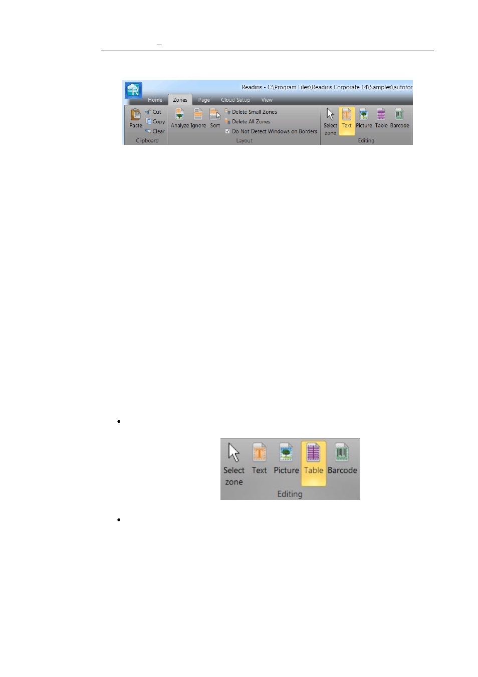 The editing and layout options, Manually drawing zones | I.R.I.S. Readiris 14 for Windows User Guide User Manual | Page 81 / 157