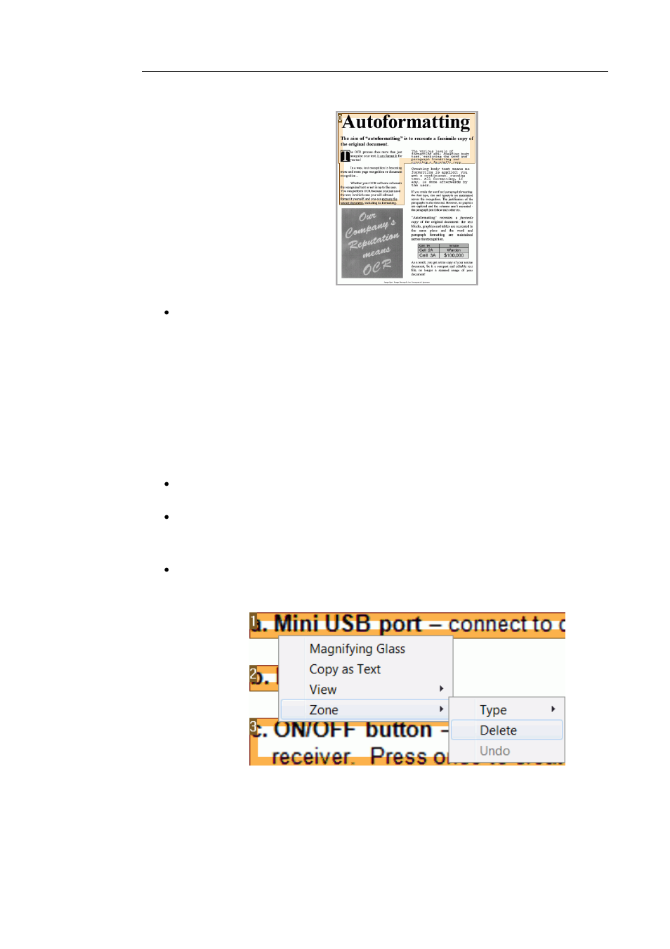Deleting zones, Click select zone in the editing group | I.R.I.S. Readiris 14 for Windows User Guide User Manual | Page 86 / 157
